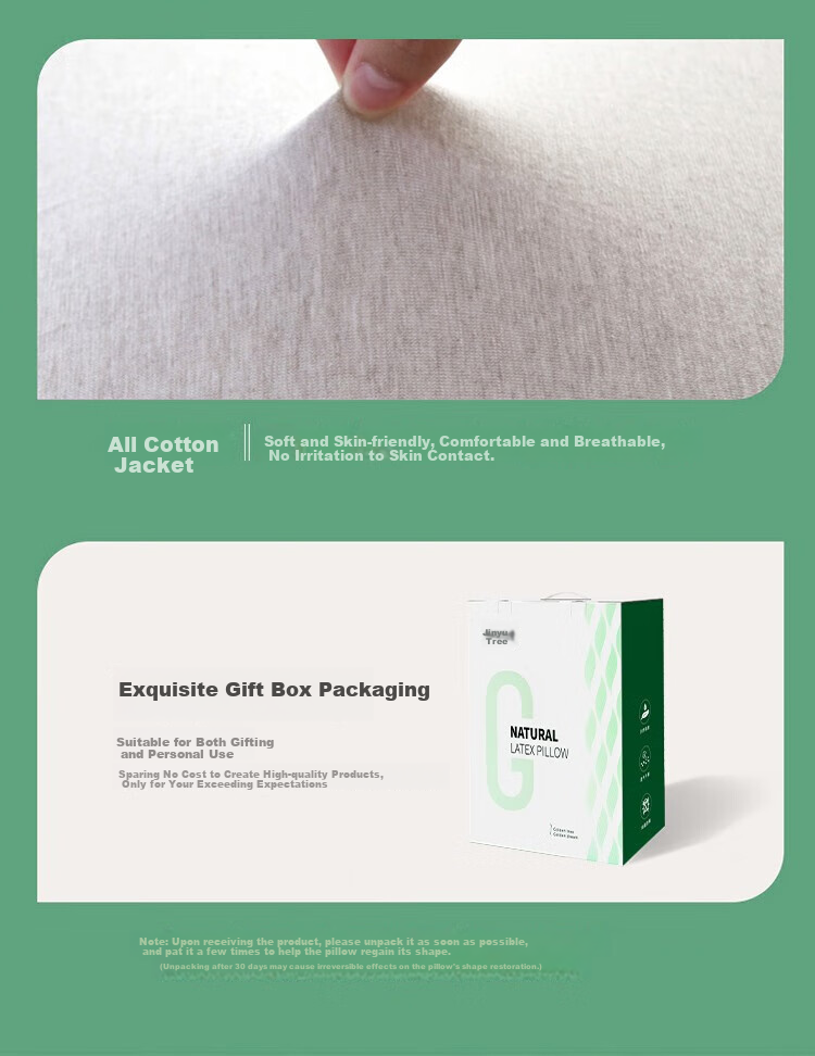Jinxiangshu Thai Natural Imported Cervical Pillow, Rubber Pure Cotton Pillow, Natural Latex Pillow, Adult Pillow, Breathable Wave Pillow, Set of Two 10
