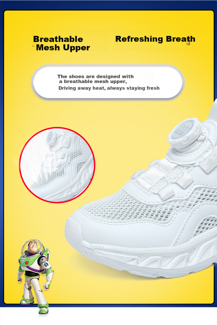 Disney Children's Running Shoes for Boys And Girls, Outdoor Spring And Autumn White Sneakers, Breathable Sports Shoes for Older Kids, 319 Double Mesh, Size 33 6