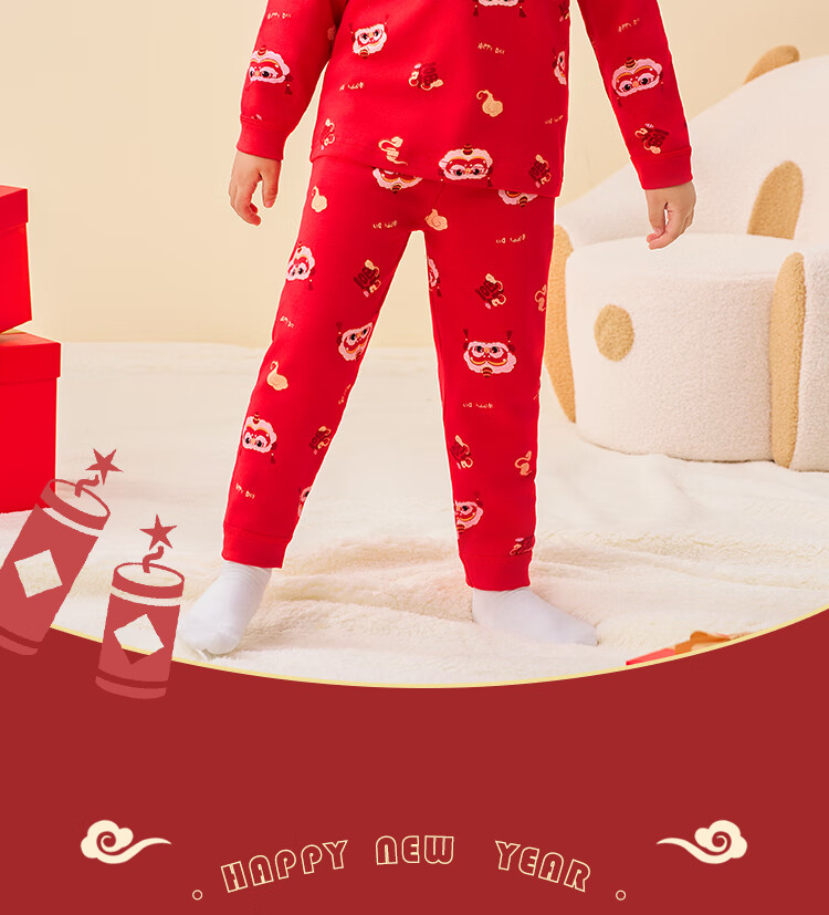 Badibadi Baby Toddler Sleepwear Set Boys Girls Autumn Pajamas Homewear Wish Come True Red 110 1