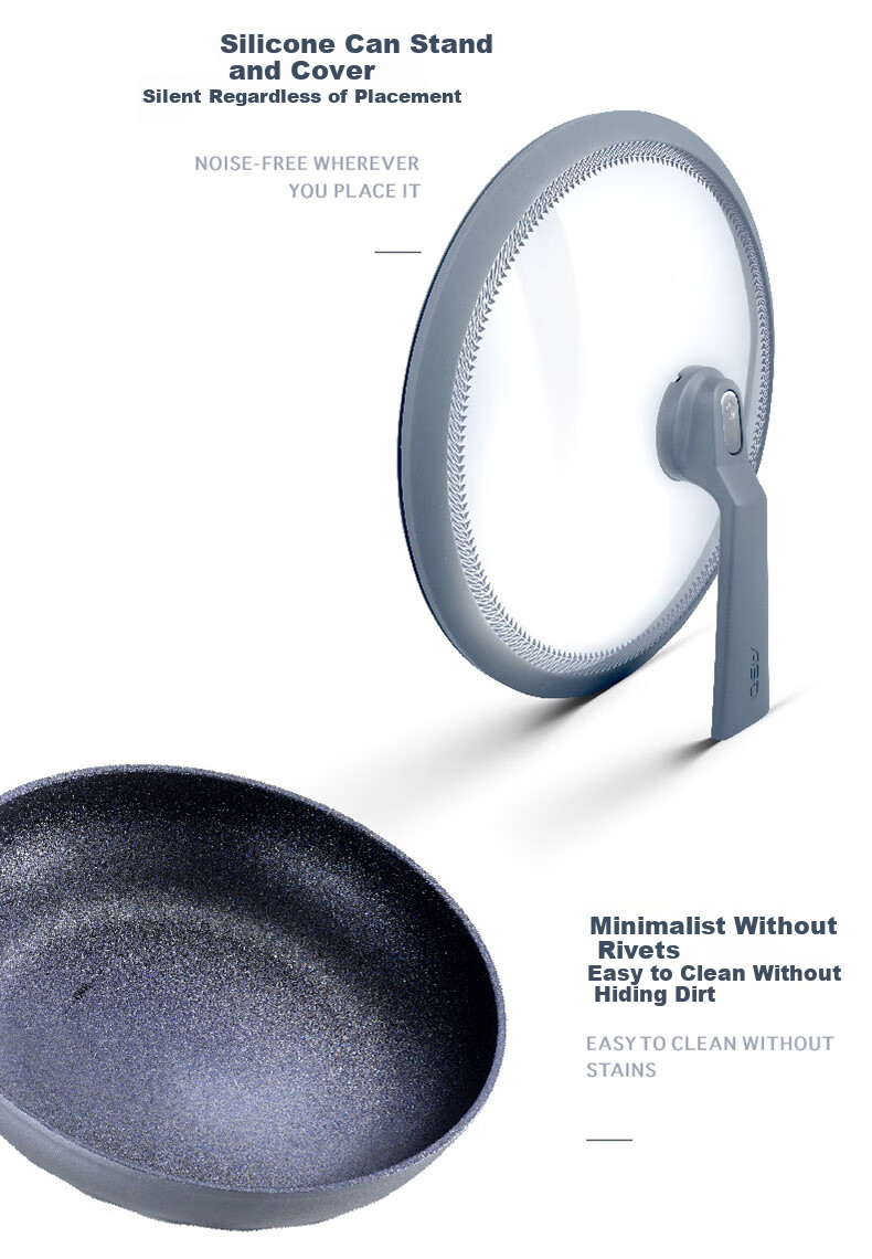 ASD Non-Stick Frying Pan with Blue Diamond Titanium Coating, Magic Stone Non-Stick, Smokeless, 28CM, Compatible with Induction Cookers, F5Q 10