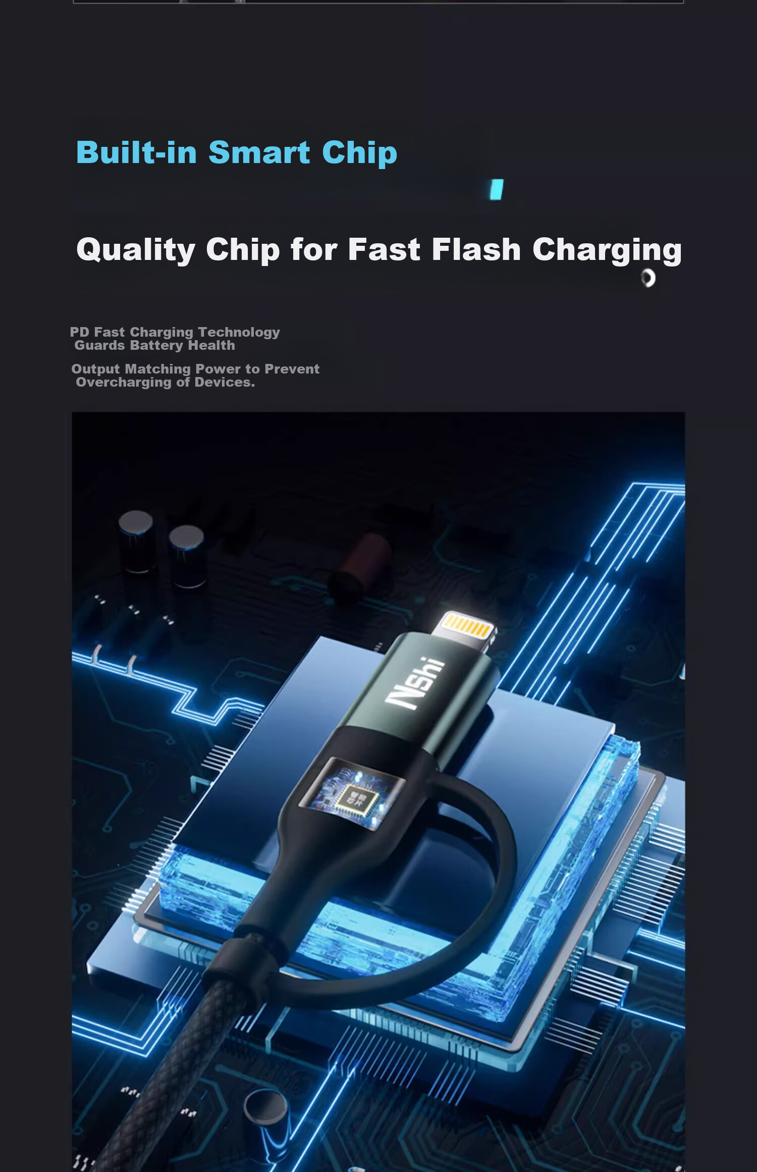 Nengshi Four-In Charging Cable, Type-C Data Cable, PD Dual-Head Fast Charging, Suitable for Apple IPhone, Huawei, Xiaomi IPad/tablet/laptop, 1.5 Meters 8