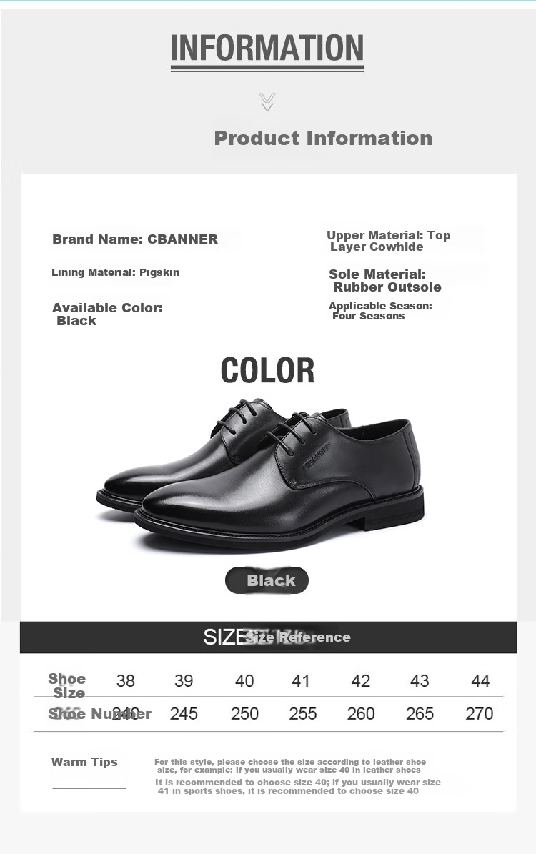 C.BANNER [Top-Grain Leather] Classic Business Men's Shoes, Casual Leather Shoes, Formal Derby Shoes, Suit Wedding Shoes, Black, Size 42 2