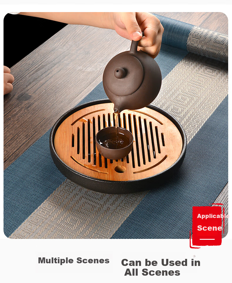 AVIVI Table Runner, Chinese-Style Tea Table, Waterproof Tablecloth, Long Tea Mat, Cup Coaster, Tea Table Cover, Table Pad, Placemat, 30*180, Lan Zha 5