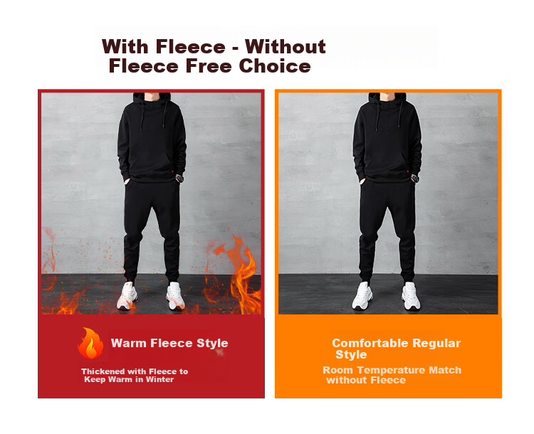 VANCAMEL Hoodie Set for Men, Spring And Autumn Sports Hooded Sweatshirt And Long Pants, Casual Two-Piece Set for Young Men, Black, XL 1
