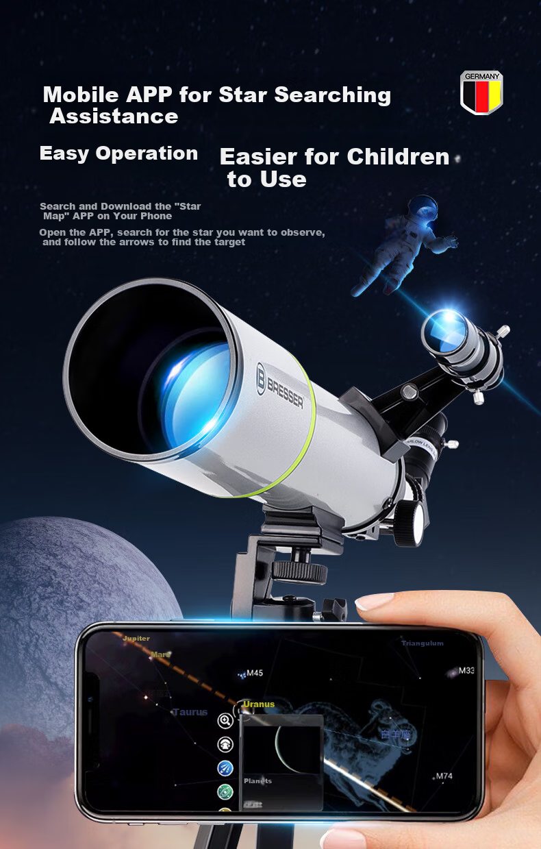 Bresser Astronomical Telescope, Professional-Grade High Magnification, High Definition, for Children, Boys And Girls, Beginner Stargazing, Scenic Viewing, New Year Gift 3