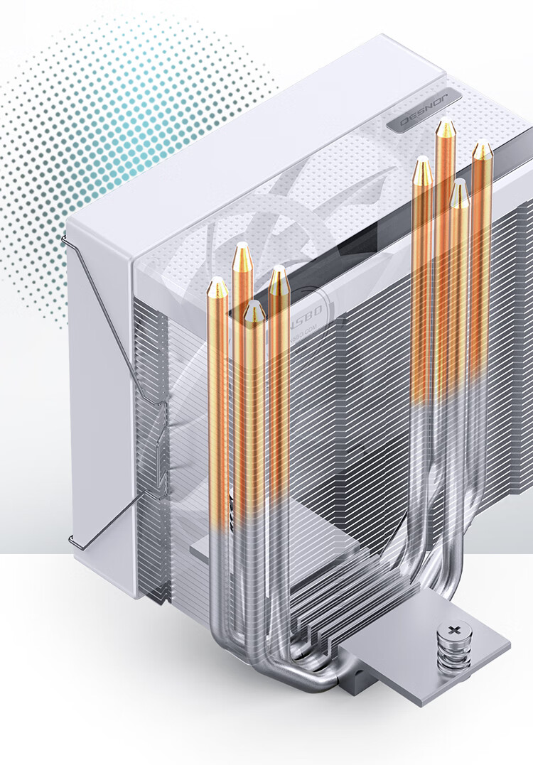 JONSBO CB40 Snow White Tower CPU Air Cooler (Nickel-Plated 4 Heat Pipes / Layered Mirror Top Cover / 12CM PWM Fan / 5V ARGB Lighting) 1
