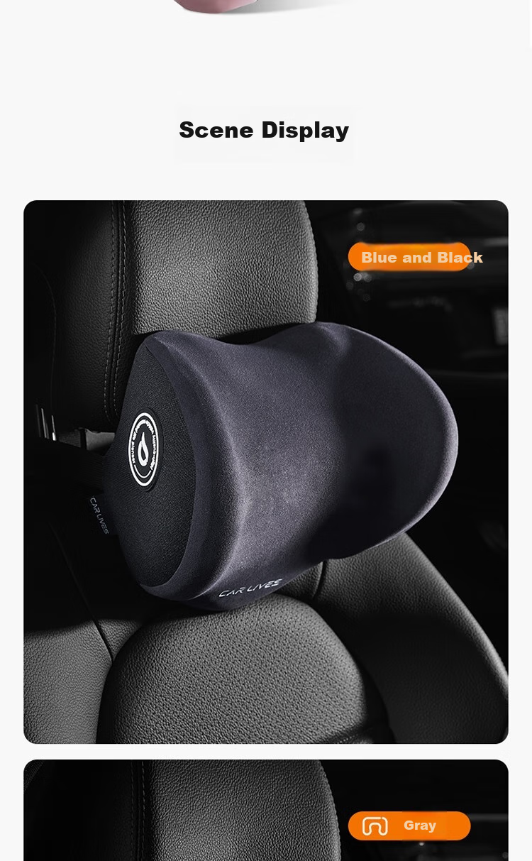 Car Lives, Car Headrest, Neck Pillow for Car, Cervical Pillow for Car Seat, Car Interior Seat Cushion, Gray 12