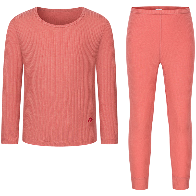 AIMER KIDS Little Heater "Light Warm" Thermal Underwear Set for Boys and Girls Moisture-Absorbing Heat-Generating Autumn Shirt and Pants Shiranui Orange 120