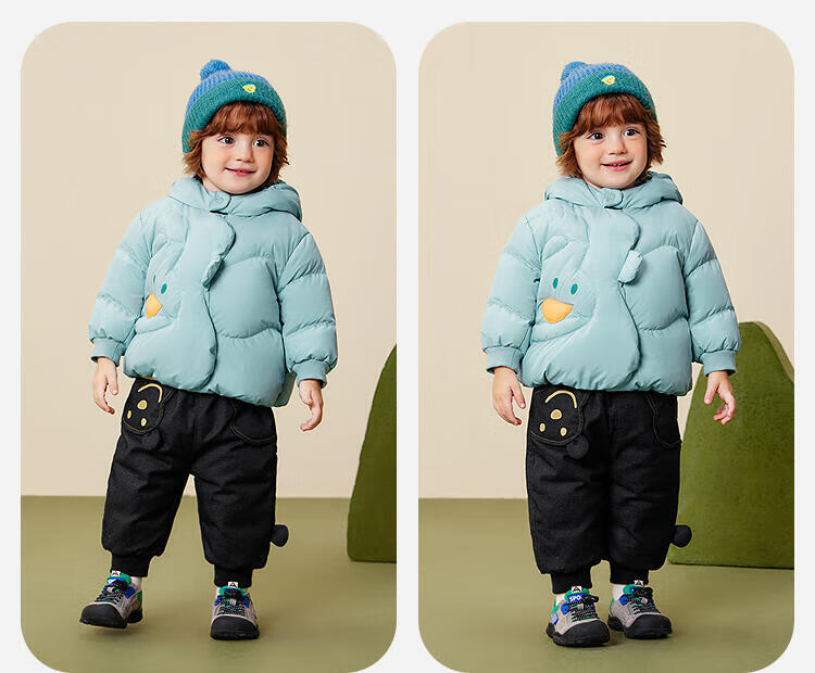 Minibala Kids Unisex Down Jacket Baby Cute Hooded Coat 2025 Winter [Three-proof] 5