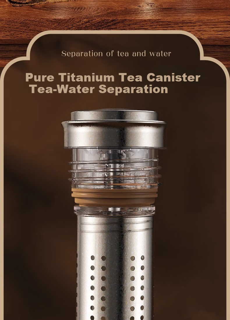 Big Car Pure Titanium Large Capacity Tea Infuser Cup, High-End Tea-Water Separation Insulated Tea Steeping Cup, Portable Luxury Men's Mid-Autumn Festival Gift 14