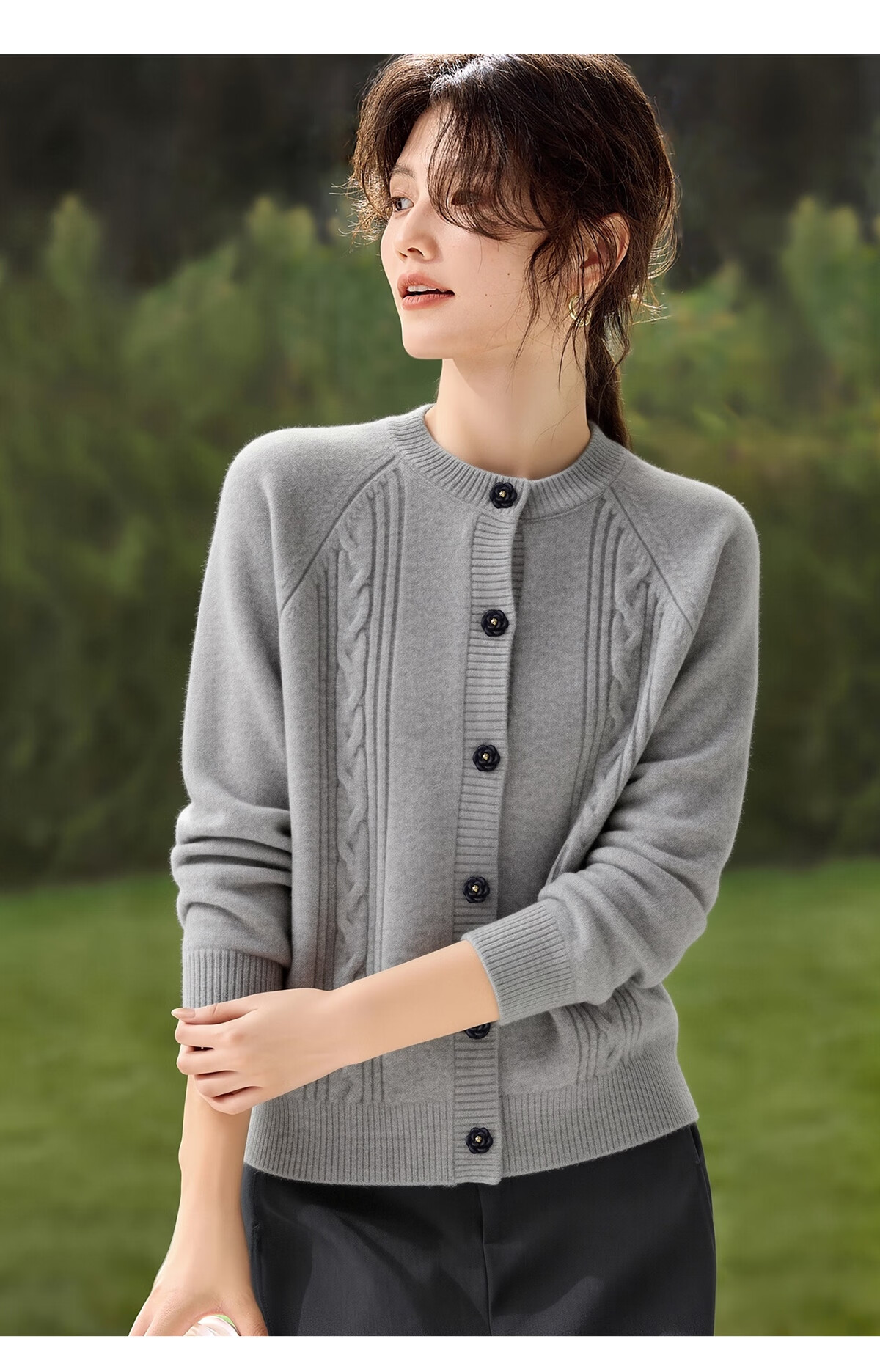 She Enjoy Knitted Cardigan Women Round Neck Cable Knit Sweater Soft Versatile Knit Top Outerwear T53Z136 4