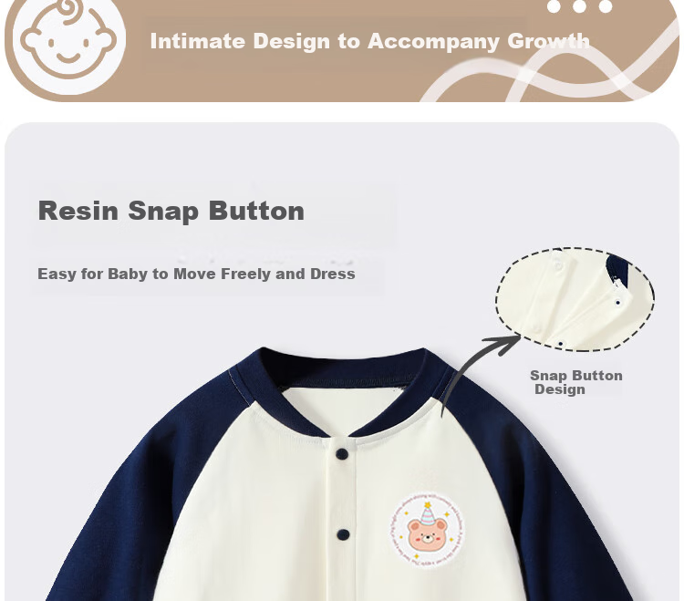 Badibadi [Mum's Gift] Baby Romper Onesie Infant Bodysuit Pajamas, Navy Blue, Hat Bear Design, 90cm 10