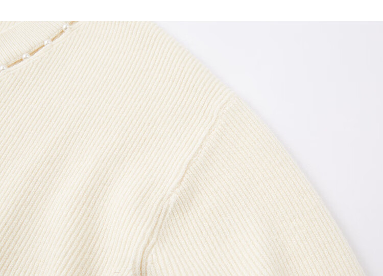 Demana [Lightwear Collection] Autumn Lady Style V-Neck Hollow Pearl Thread Drop Shoulder Slim Knit Sweater for Women 3