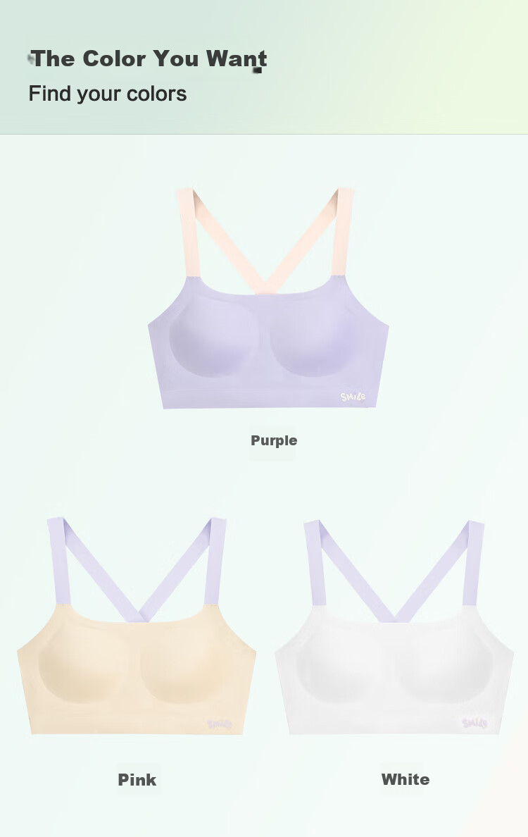 Hodohome Girls' Underwear, Puberty Stage Two Seamless Beautiful Back Bra, Sports Shock-Absorbing Vest, 008 Purple B75 9