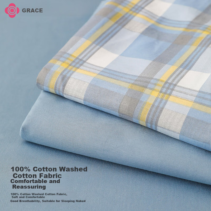 Grace A-Class 7A Antibacterial Pure Cotton Student Dormitory Bedding Set 3-Piece Sheet and Quilt Cover 1.5x2m for 1.2m Bed Bear Bubble