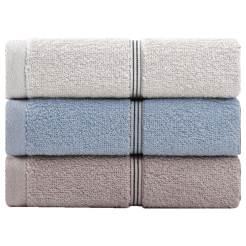 Jinhao Pure Cotton Towel Thickened Face Towel Class A 100% Cotton Sports Washcloth Blue+White+Purple 3 Pieces 72*34cm/92g