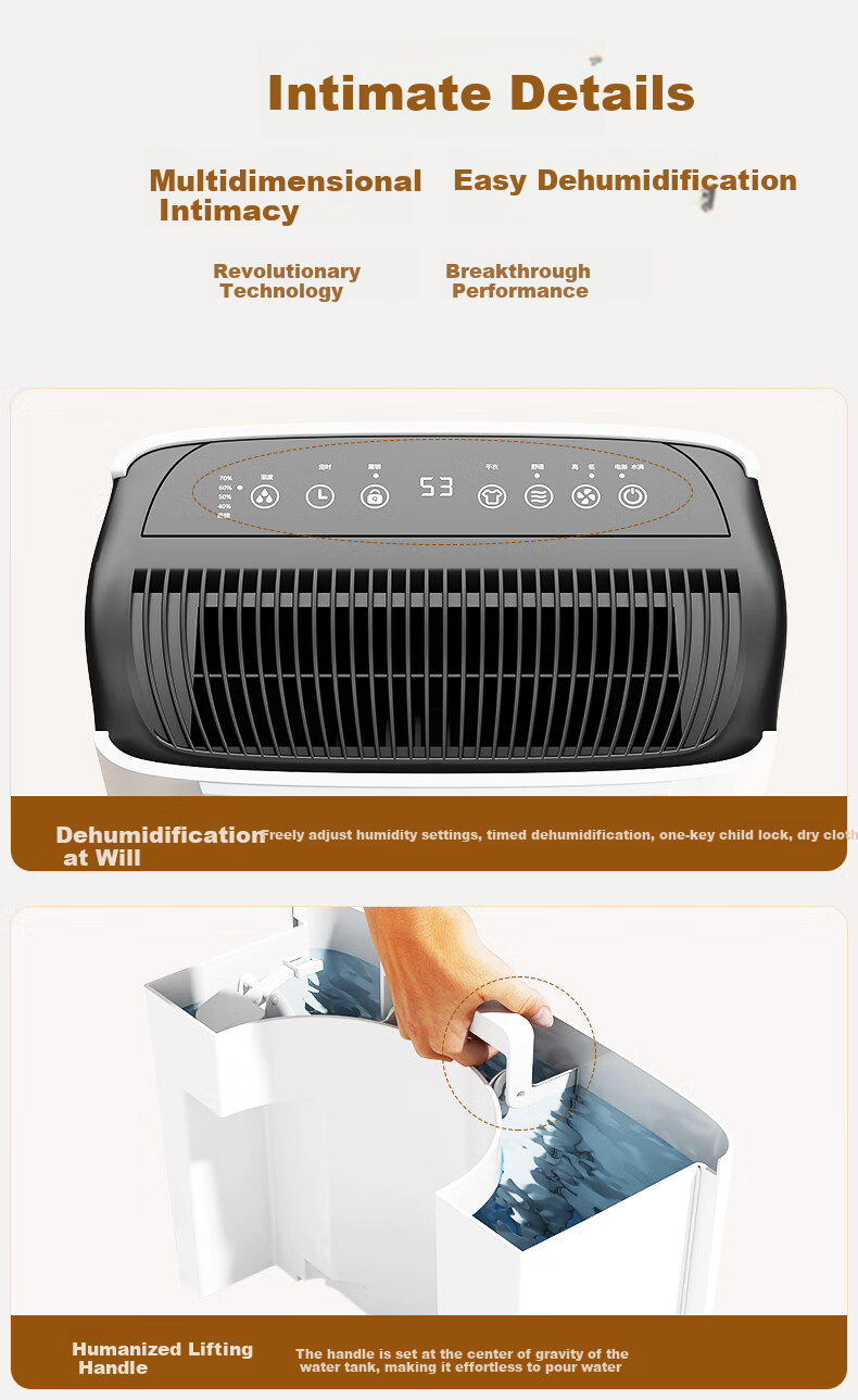 DOROSIN Dehumidifier, Dehumidification Capacity 21 Liters/day, for 42㎡ Home Use, Quiet Operation, Basement Clothes Drying And Dehumidification Device, Guest Bedroom Moisture Absorber And Dryer ER-20 11