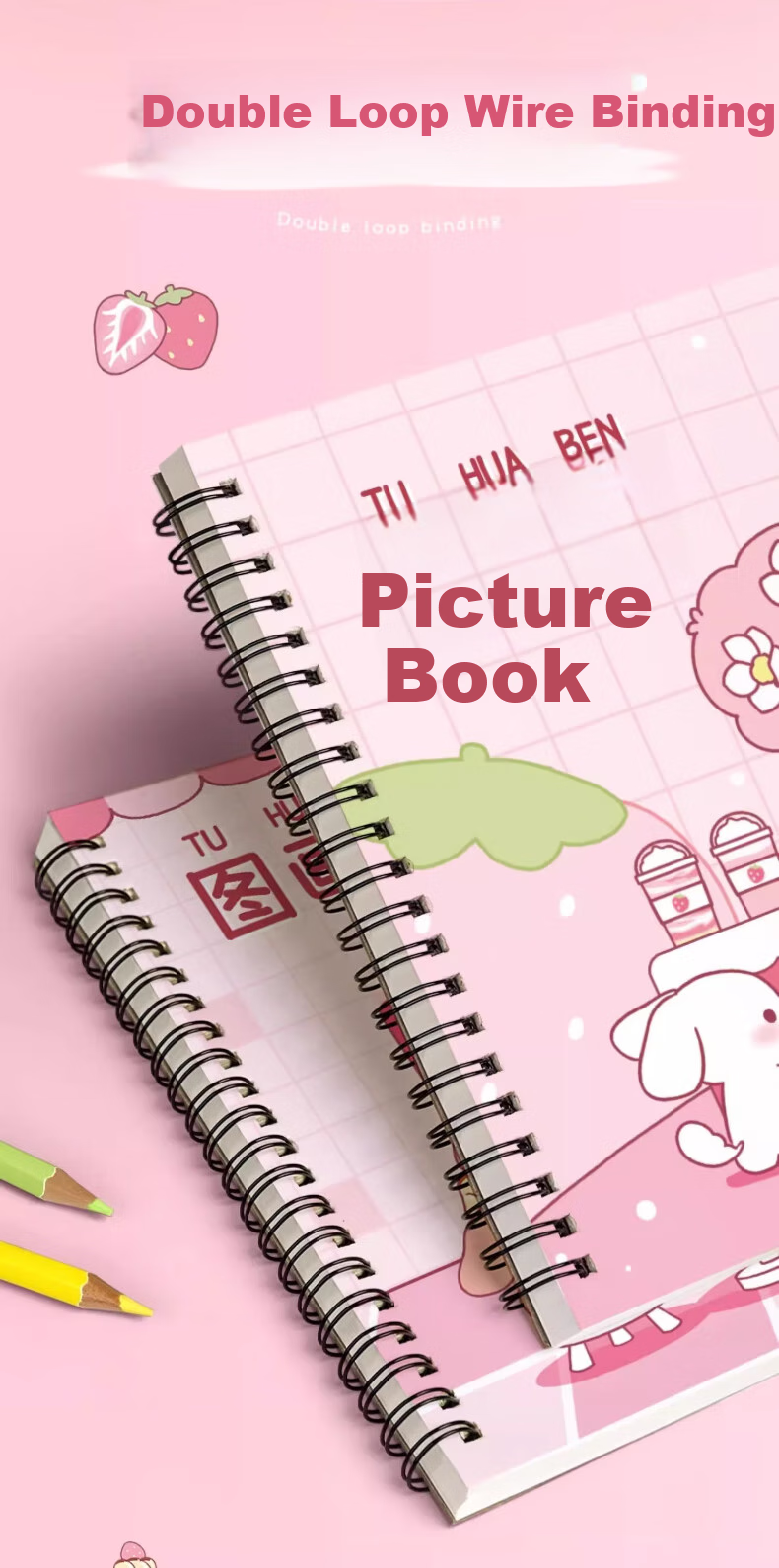 Jiamo Picture Book 2 Volumes/A4 Children's Blank Sketchbook Spiral Notebook Drawing Pad Art Book Kindergarten Elementary School Student Hand-Drawn Extra Thick Editio 5