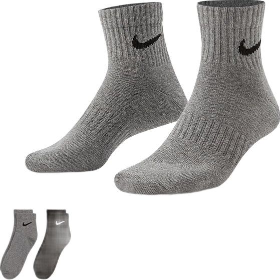 NIKE Men's And Women's Sports Socks, Quick-Drying Breathable Basketball Socks, Short Socks Three-Pair Pack SX7677-964 Black/gray S
