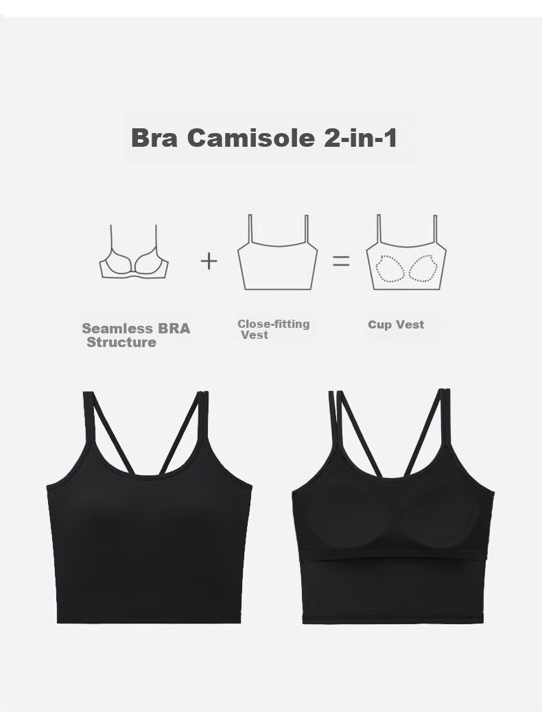 BOPRUIEY Women's Camisole Tank Top, Thin Summer Undershirt, Short Backless Bralette with Built-In Pads, Sleeveless Inner Wear for Outer Layering 3