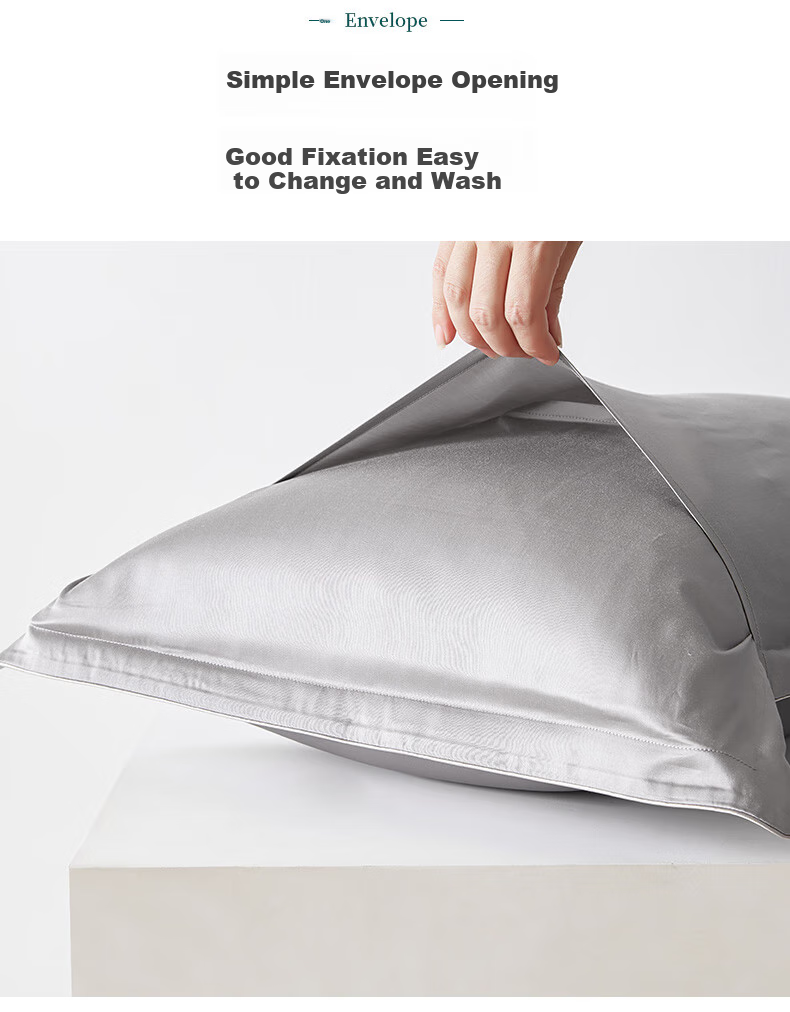 Taihuxue Solid Color Adult Silk Pillowcase, Silk Fabric, Smooth And Soft for All Seasons, Glacier Gray, 48*74 8