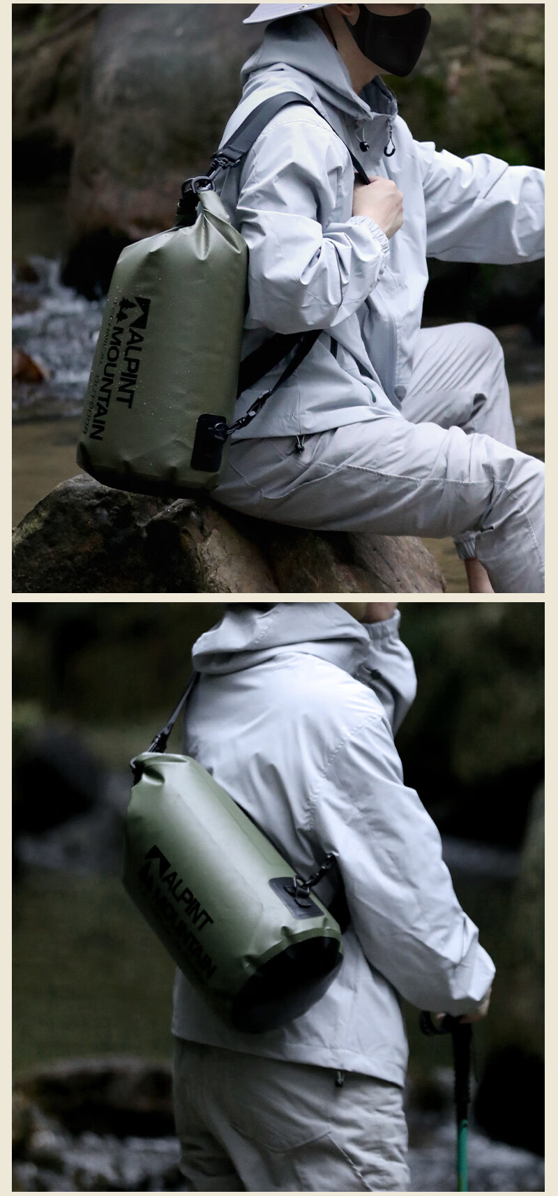 ALPINT MOUNTAIN Waterproof Multifunctional Backpack with Wet and Dry Separation for Outdoor Diving Snorkeling Swimming Creek Hiking Rafting 18