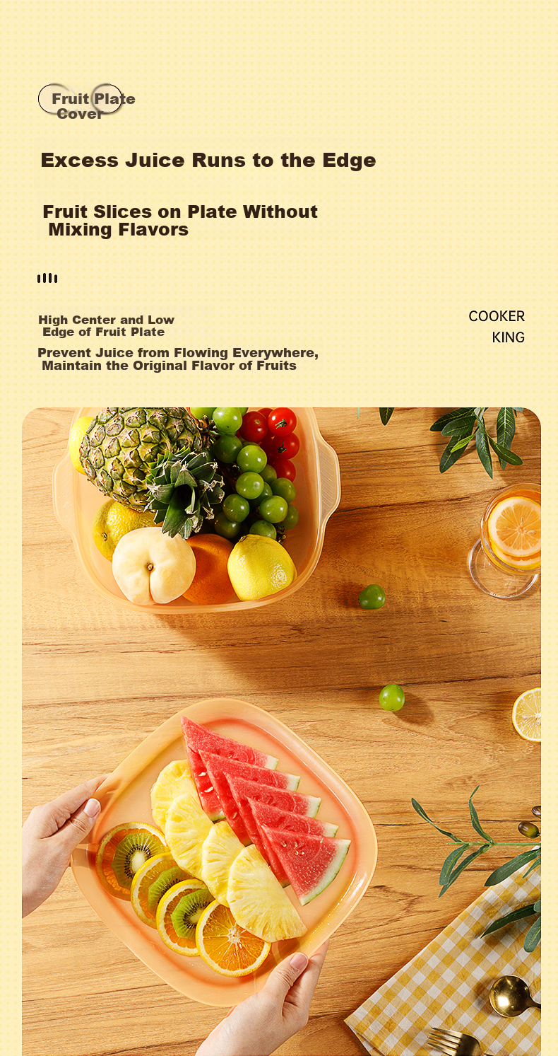 COOKER KING Double-Layer Colander Drainer Basket Kitchen Plastic Fruit Tray Strainer Vegetable Washing Basket White 5