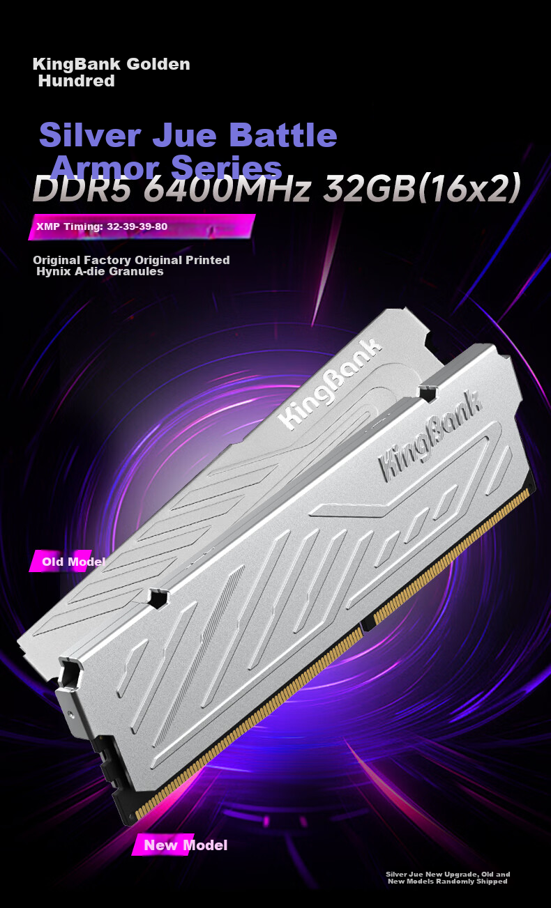 KINGBANK 32GB (16GB X 2) Kit, DDR5 6000 Desktop Memory Module, Hynix A-Die Chips, White Blade RGB Light Bar, C28, AI Computer Accessory 1