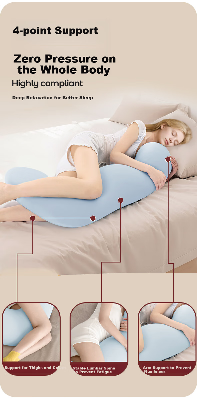 Wuyingongfang, Mu Yin Liangpin Textile Subsidiary, Sleeping Hug Pillow, Long Body Pillow for Bed, Side Sleeping Leg Pillow, Sleep Aid 2