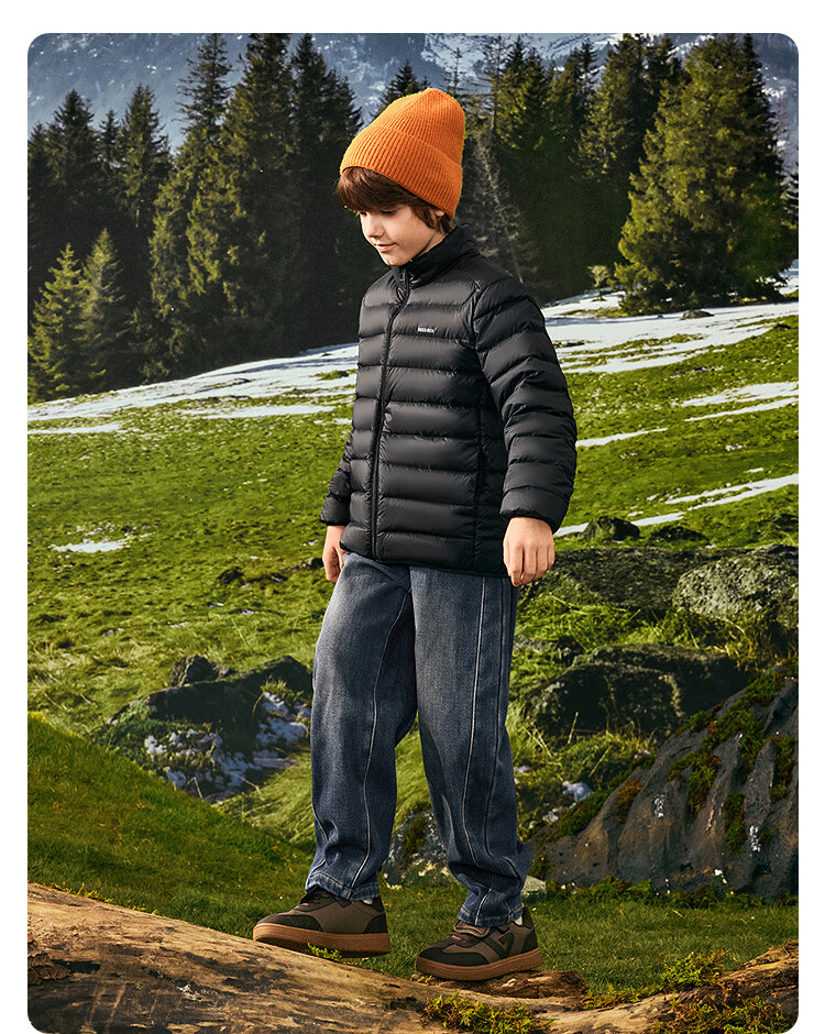 Balabala Kids Lightweight Ribbed Down Jacket Boys Girls 2053 Winter Three-Proof Coat [Mall Version] 2