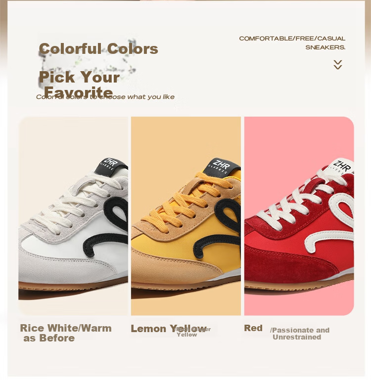 ZHR Dexun Women's American Retro Sports Casual Shoes, Low-Top Soft-Soled Patchwork Women's Sneakers, QT32 Lemon Yellow, Size 38 2