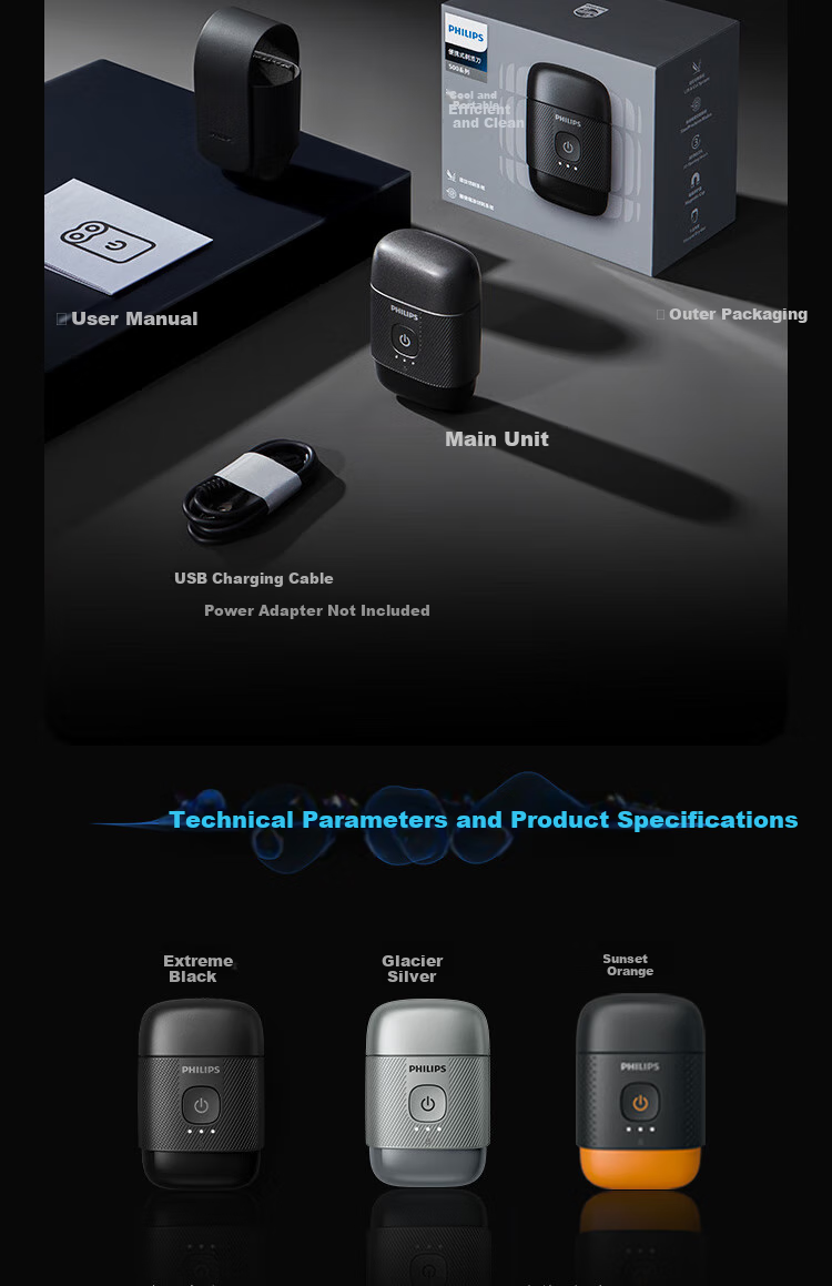 PHILIPS [Mid-Autumn Festival Gift Box] New Self-Operated Men's Electric Shaver, Pebble Portable Model, 0.0 Micron Close Shave, Golden Ratio, Extreme Black, Birthday Gift for Me 14