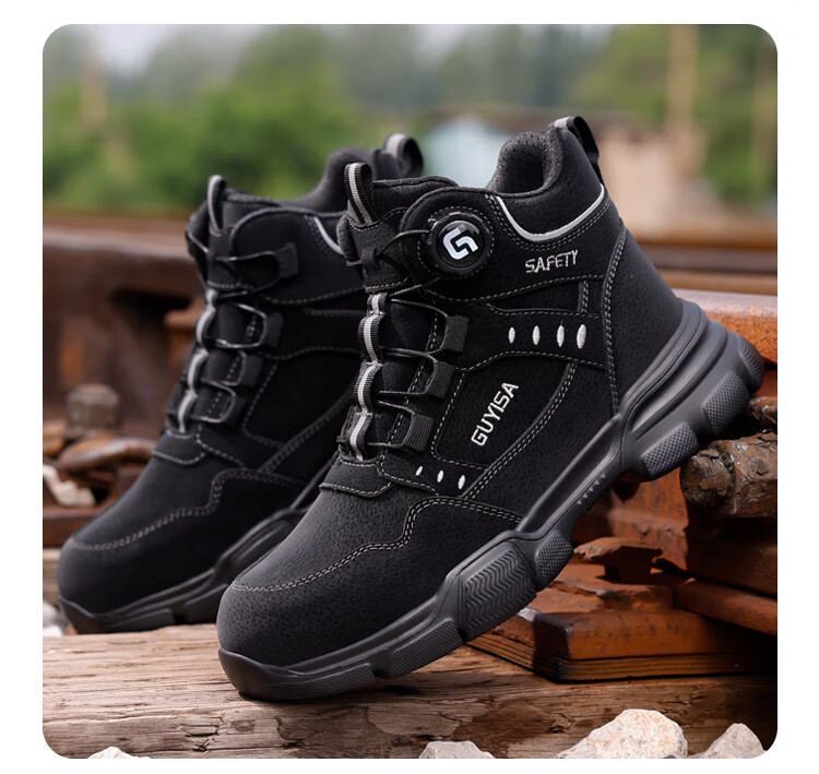 Fumeier Safety Shoes for Men, High-Top Steel Toe Cap, Lightweight, Comfortable, Anti-Smashing, Anti-Puncture, Waterproof Work Boots F055 Size 40 17