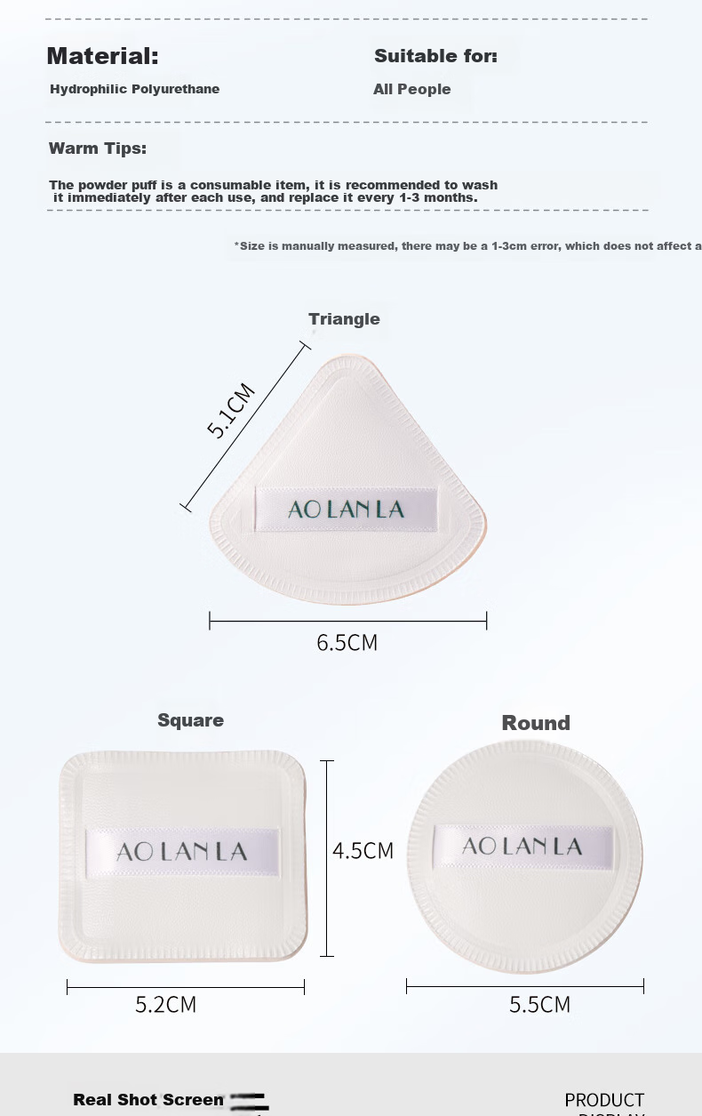 AOLANLA Air Cushion Powder Puff Set with 6 Puffs And Cleansing Solution, Dual-Use for Dry And Wet Foundation Application, Makeup Sponge Puff, Resistant to Powder Buildup 6