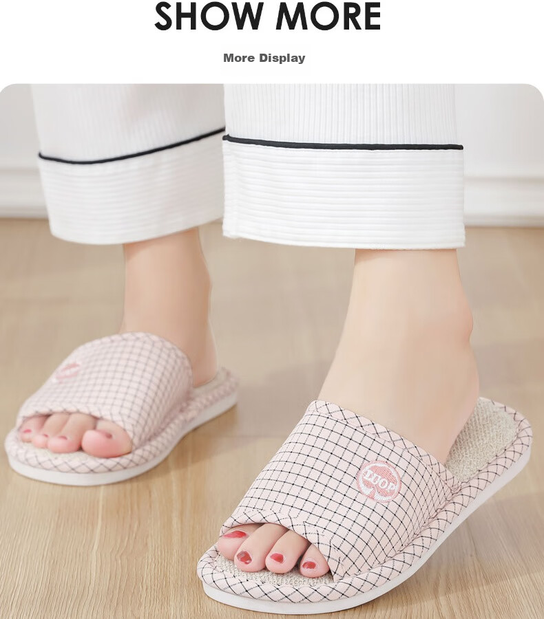 Huameijianbu Linen Slippers, Indoor Non-Slip, All-Season, Sweat-Absorbing, Breathable Cotton And Linen Slippers, HM6106, Gray, Size 42-43 14