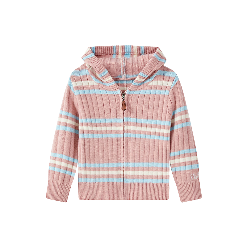 Disney Striped Hooded Knit Cardigan 2026 New Stylish Zip-up Sweater Jacket Pink 110