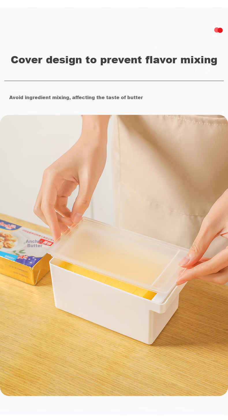 Baijie Butter Container, Storage Box with Lid, Refrigerator Organizer, Cheese Cutter, Large Size 7