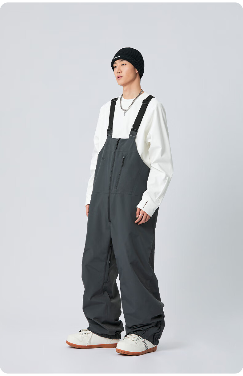 Nan En Single Board Ski Suit Bib Pants 3L Waterproof Thickened Warm Unisex Black M 9