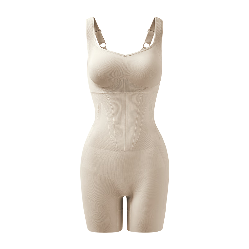 Curvilism [Zhang Yuqi Style] Black Chocolate Folded Angle Waist Shaping Body Shaper with Removable Back and Chest Pads Black Chocolate Color Size L