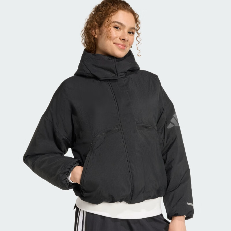 Adidas Women's Sportswear Series W CITY TECH JKT Short Cotton Jacket JW1886 Black 2XL 6