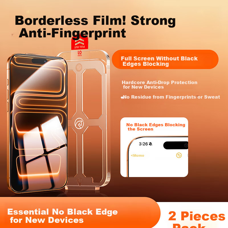 DIVI [Instant Application Dust-Free Case 2 Sets | No Black Border] Suitable for Apple 17 Tempered Glass Screen Protector, IPhone 17 Pro Phone Film, Dust-Proof, Shockproof, Anti-Fingerprint, Ultra-Thin Full Coverage Protective Film