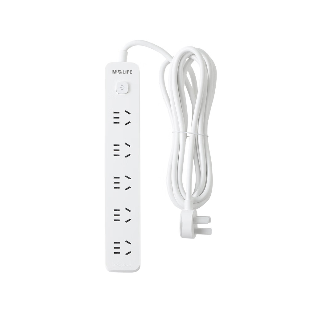 M&G New Anti-Mistouch 750-Degree Flame-Retardant Power Strip, Electric Shock Protection, Safety Outlet Board, 5 Outlets, 3 Meters, 5 Holes, 1 Pack, AEA986B3