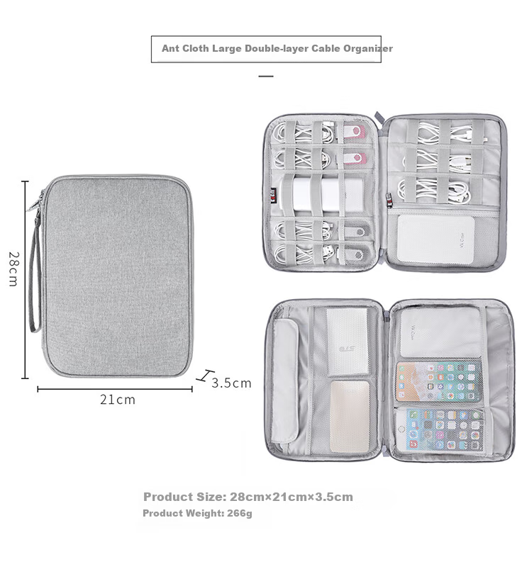BUBM Earphone Data Cable Storage Pouch, Digital Accessory Organizer, Charger Case, Hard Drive USB Flash Drive Travel Portable Organizer Bag Accessory Pouch, Single Layer Mini, Gray 9
