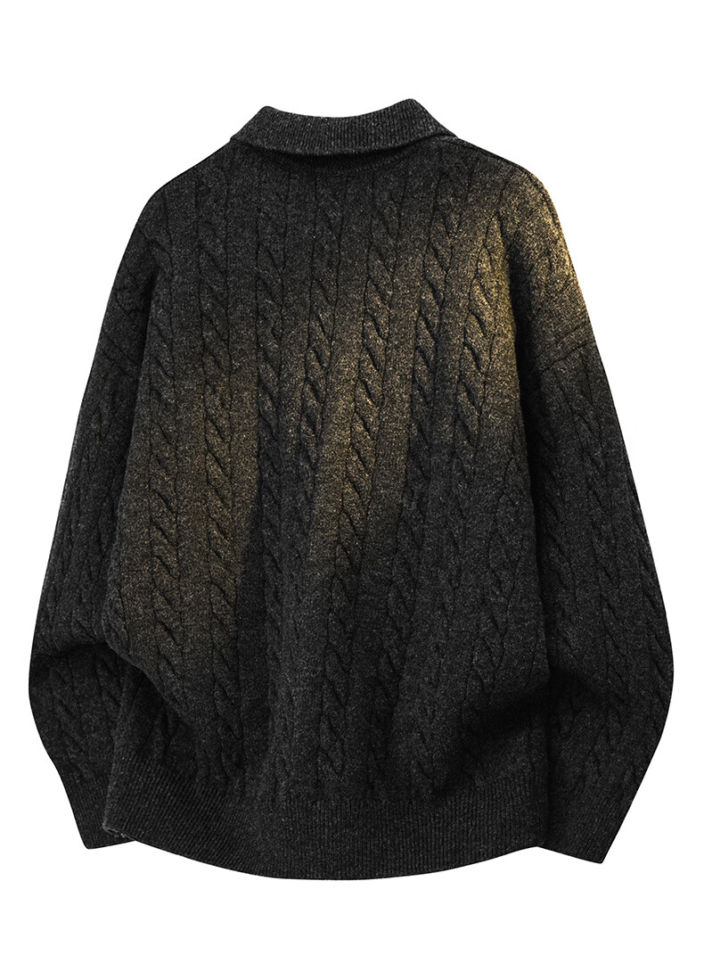:CHOCOOLATE Vintage Style Polo Collar Knit Sweater Men Autumn New Trendy Loose Casual Pullover Morning Light Apricot 2XL 5