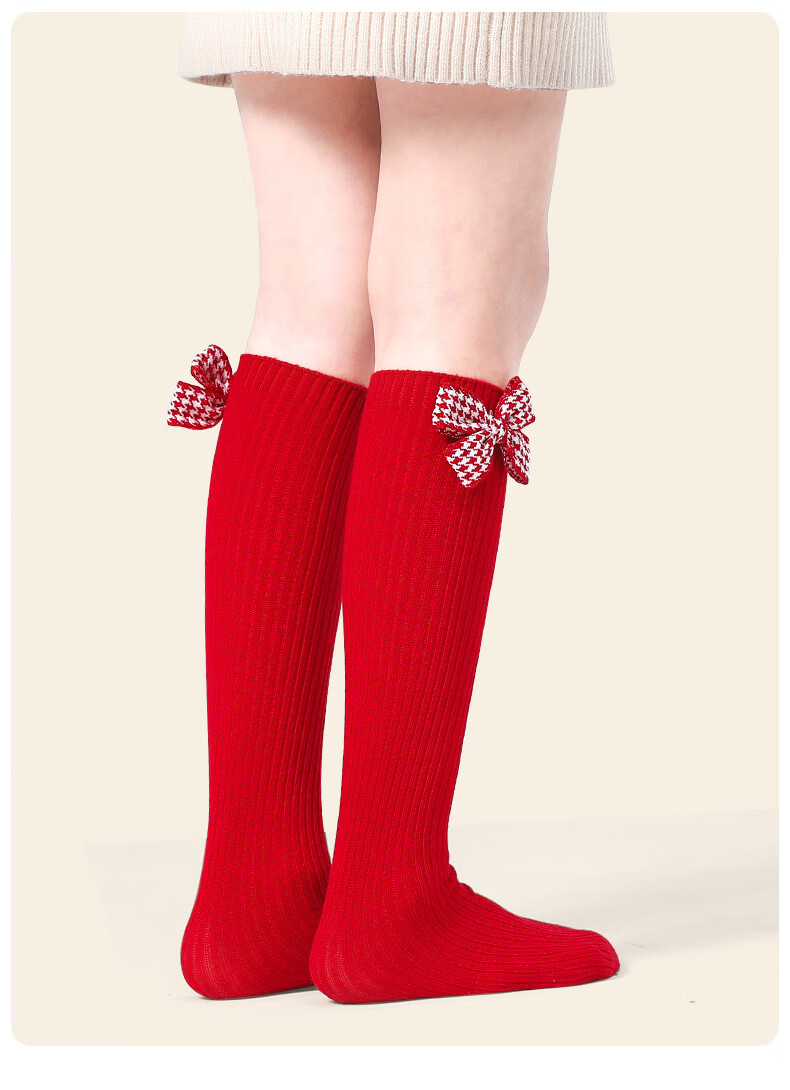 Barbie Children's Mid-Calf Socks Girls Red Cotton Socks High Tube Socks Baby New Year Socks Girl Zodiac Year Spring Autumn Red Socks 13