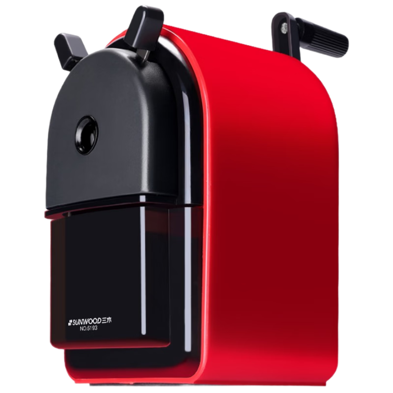 SUNWOOD Large Capacity Stylish Office Hand-Crank Pencil Sharpener/pencil Sharpener/Student Pencil Sharpener/rotary Pencil Sharpener, Red, 5193