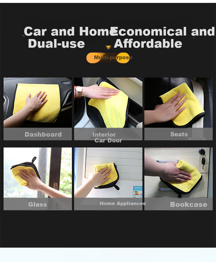 JPLAYER Car Wash Towel Cleaning Cloth Coral Fleece Absorbent Cleaning Household Cleaning Car Wiping Towel 30*60CM 3 Pieces 4