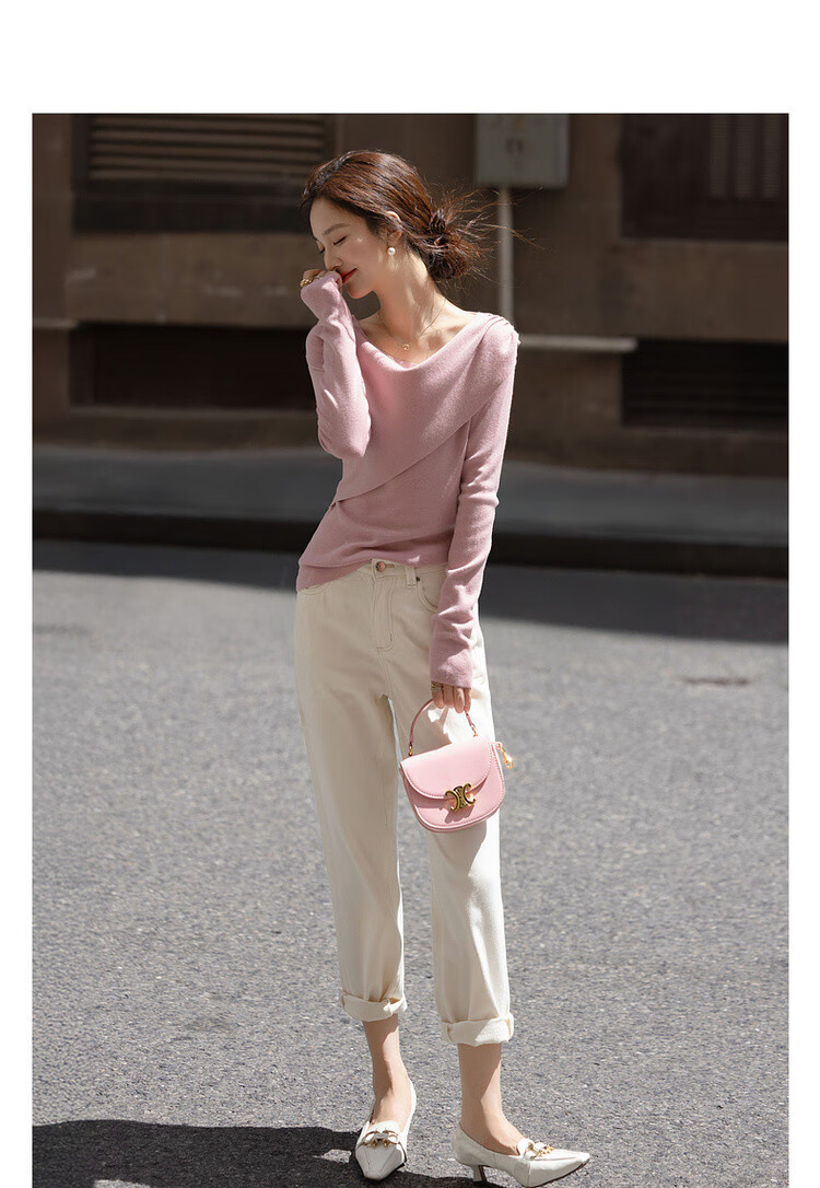 Demana Heartbeat Knit Collection Autumn Elegant V-Neck Long Sleeve Wool Blend Sweater for Women 2