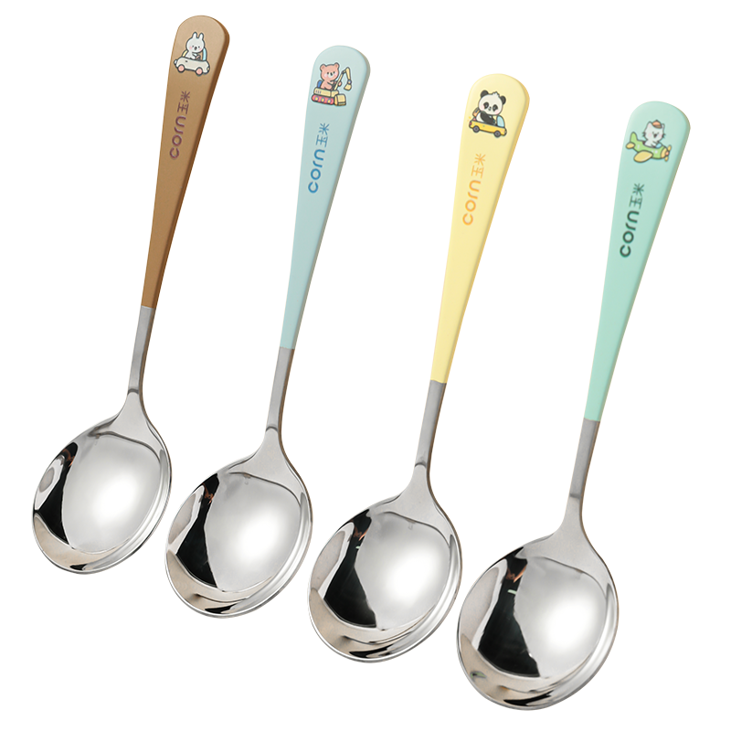 CORN Stainless Steel 304 Food Grade Cute Children's Watermelon Rice Spoon High-Quality Baby Lunch Box Spoon
