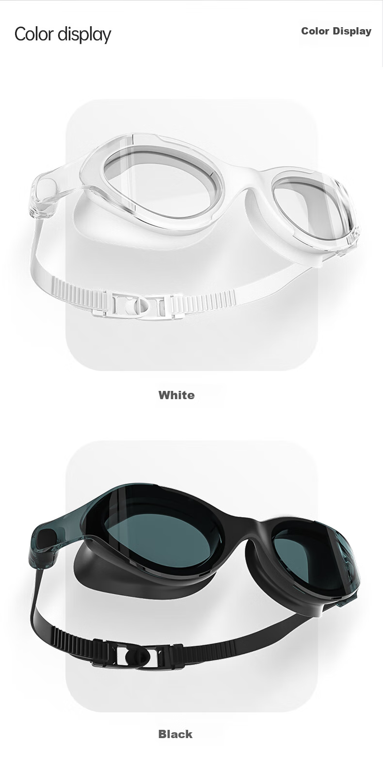WATERTIME / Shuichuan Swimming Goggles, Myopia Waterproof Anti-Fog Large Frame Swimming Glasses with Prescription for Men And Women, White 200 12